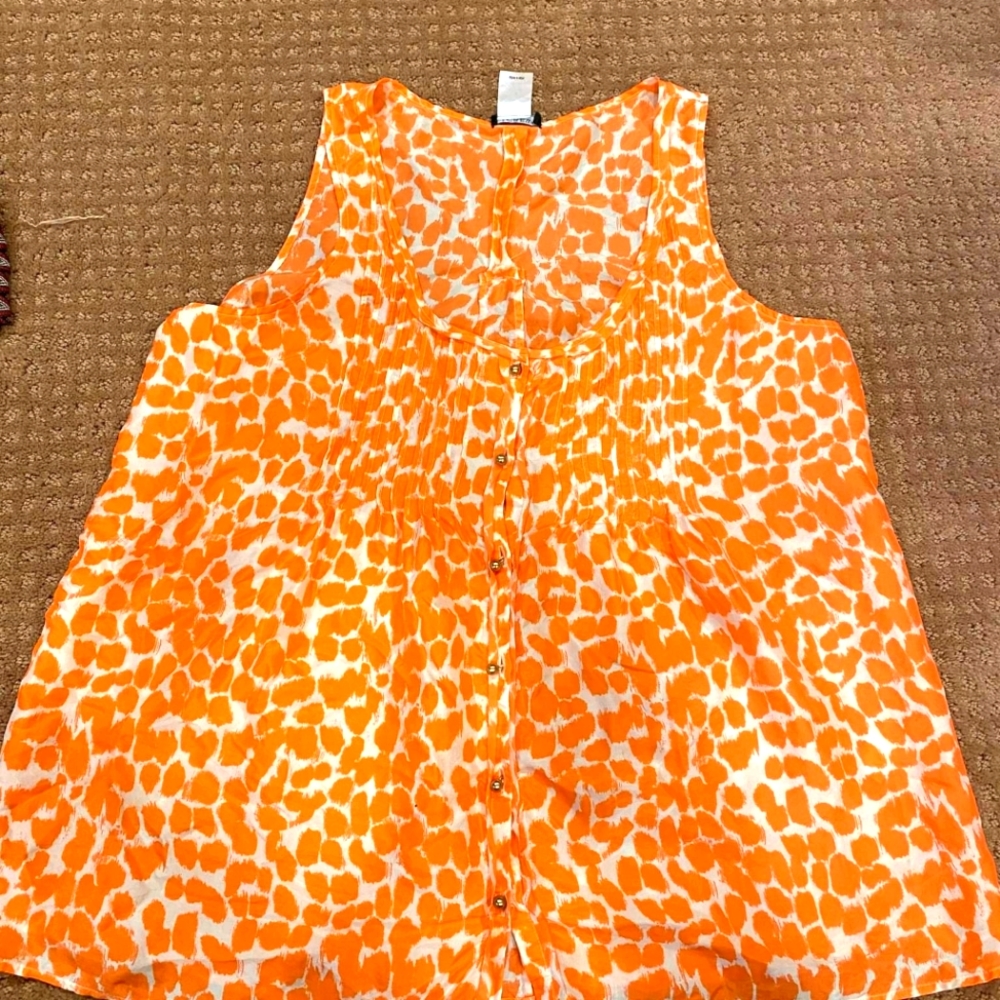 EUC M J.Crew Orange and White Top